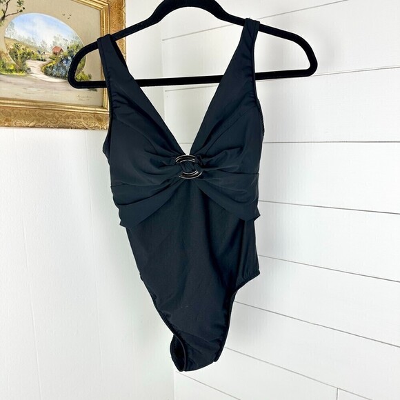 Miraclesuit One Piece Solid Slimming Swimsuit Black Size 12 - Picture 1 of 5